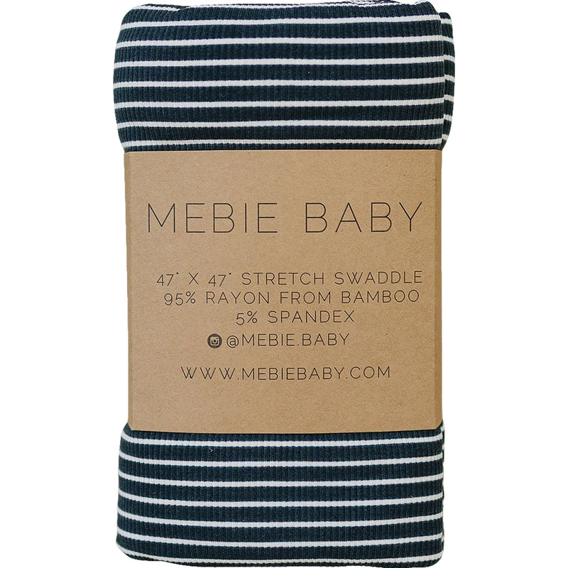 Navy Stripes Ribbed Bamboo Stretch Swaddle - BIG FRENCHIES