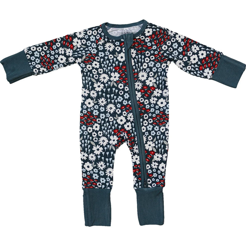 Americana Floral Ribbed Bamboo Zipper - BIG FRENCHIES