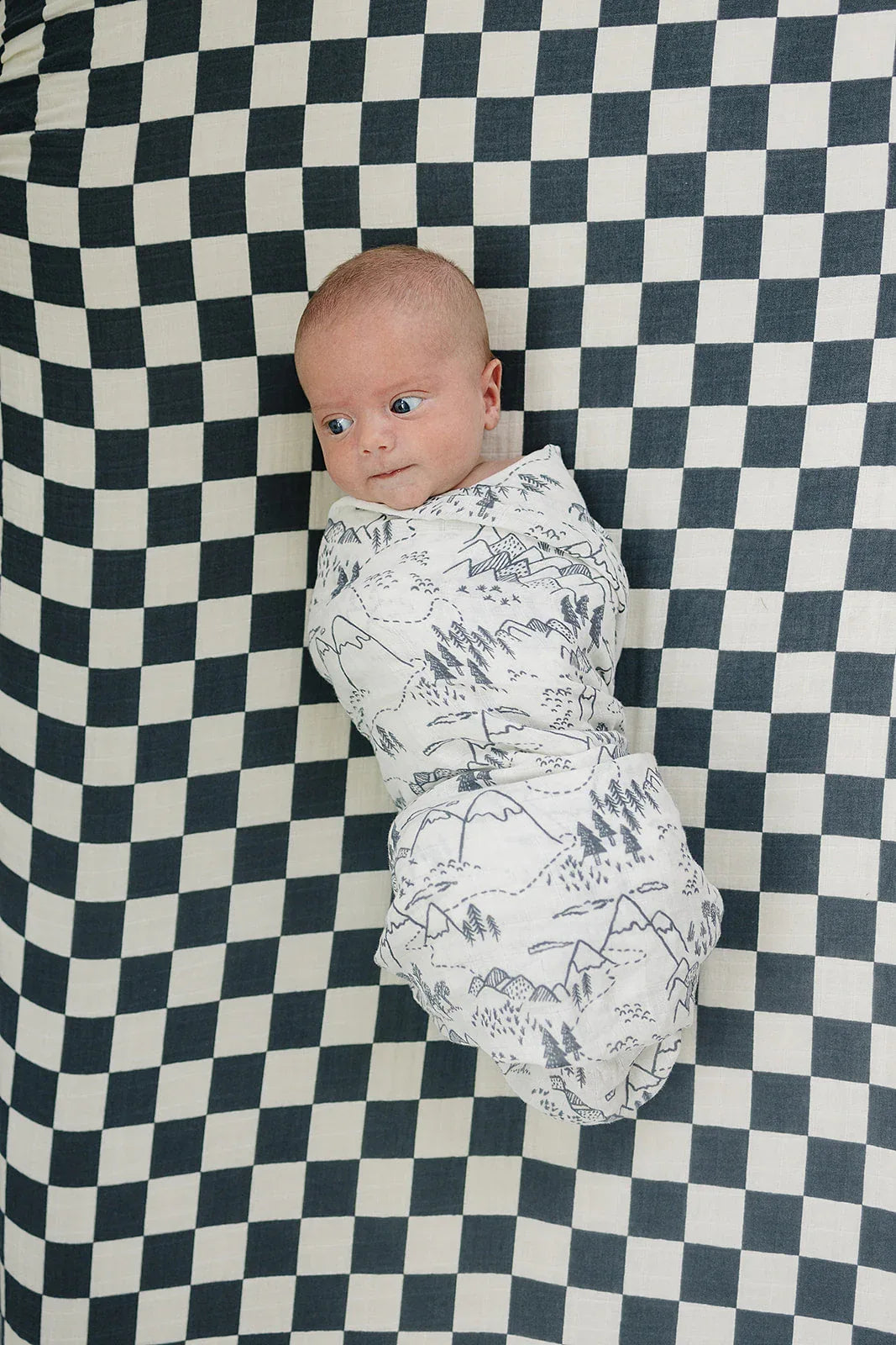 Charcoal Checkered Muslin Crib Sheet - BIG FRENCHIES