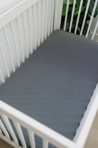 Navy Stripes Bamboo Stretch Crib Sheet - BIG FRENCHIES