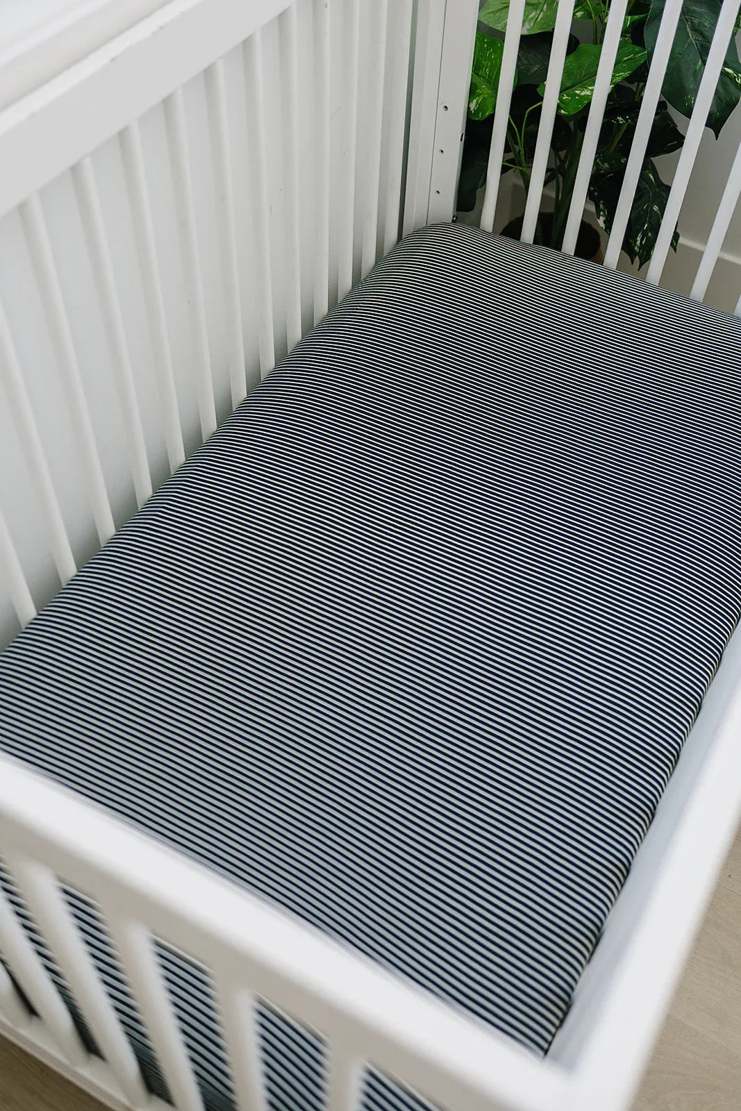 Navy Stripes Bamboo Stretch Crib Sheet - BIG FRENCHIES