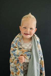 Paradise Palms+ Dusty Blue Muslin Quilt - BIG FRENCHIES