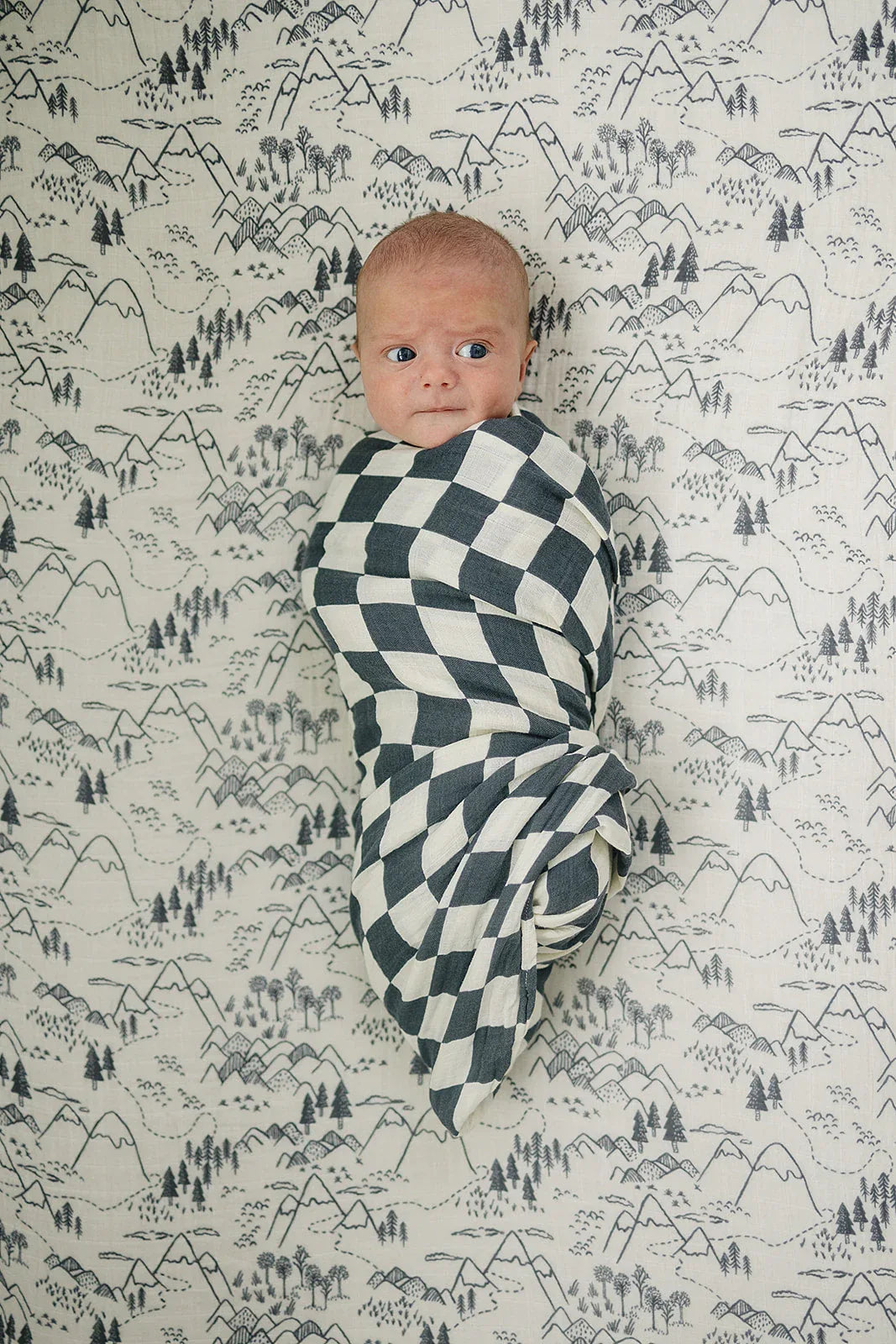Charcoal Checkered Muslin Swaddle Blanket - BIG FRENCHIES