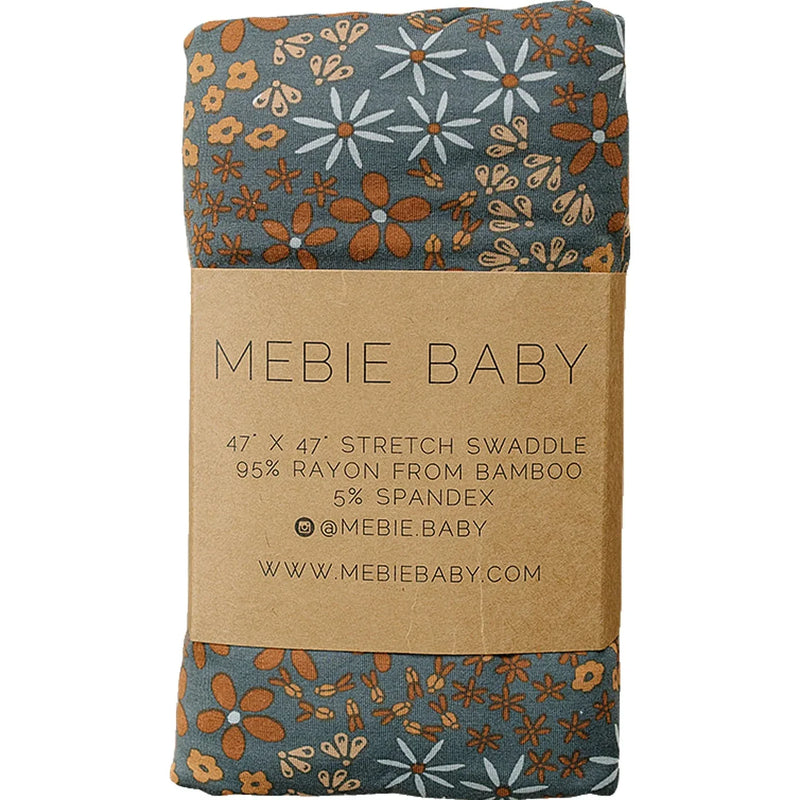 Navy Floral Bamboo Stretch Swaddle - BIG FRENCHIES
