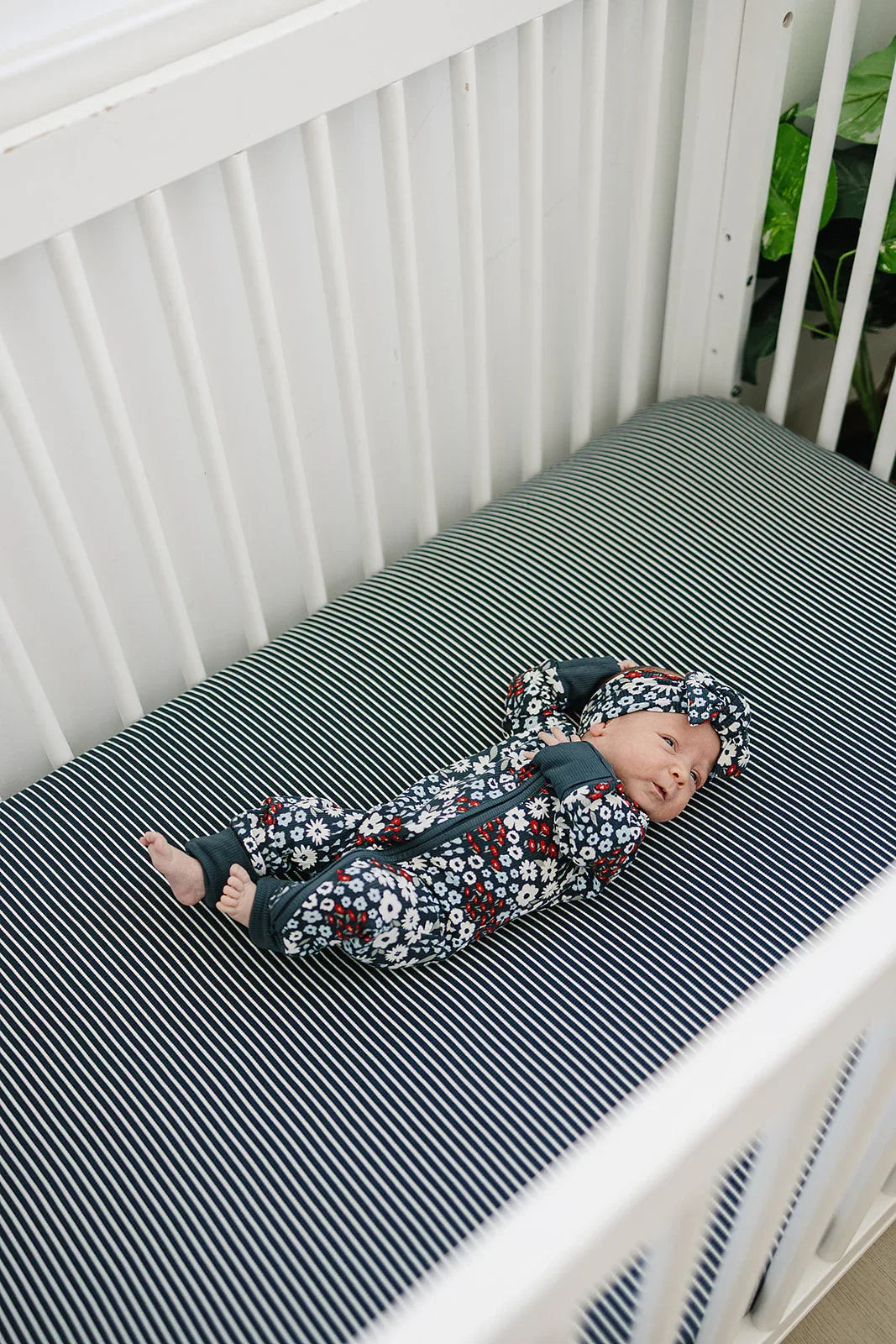 Navy Stripes Bamboo Stretch Crib Sheet - BIG FRENCHIES