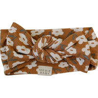 Mustard Floral Ribbed Bamboo Head Wrap - BIG FRENCHIES