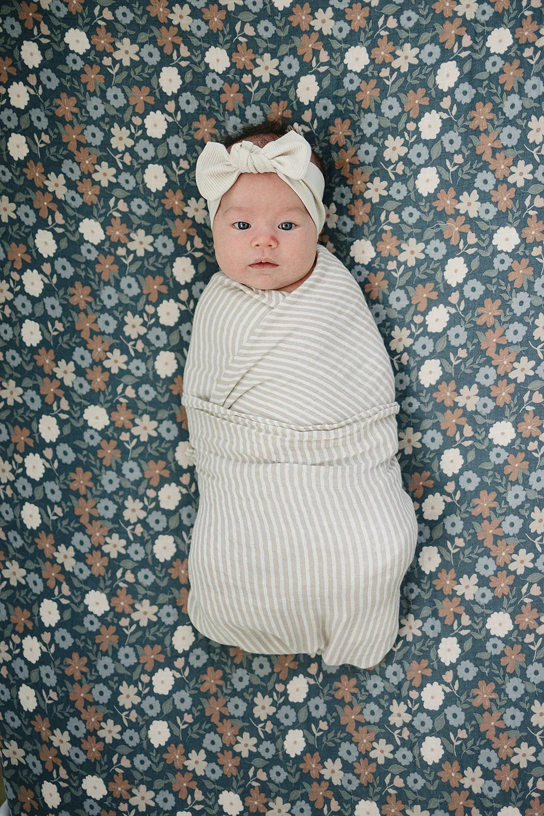 Taupe Stripe Muslin Swaddle Blanket - BIG FRENCHIES