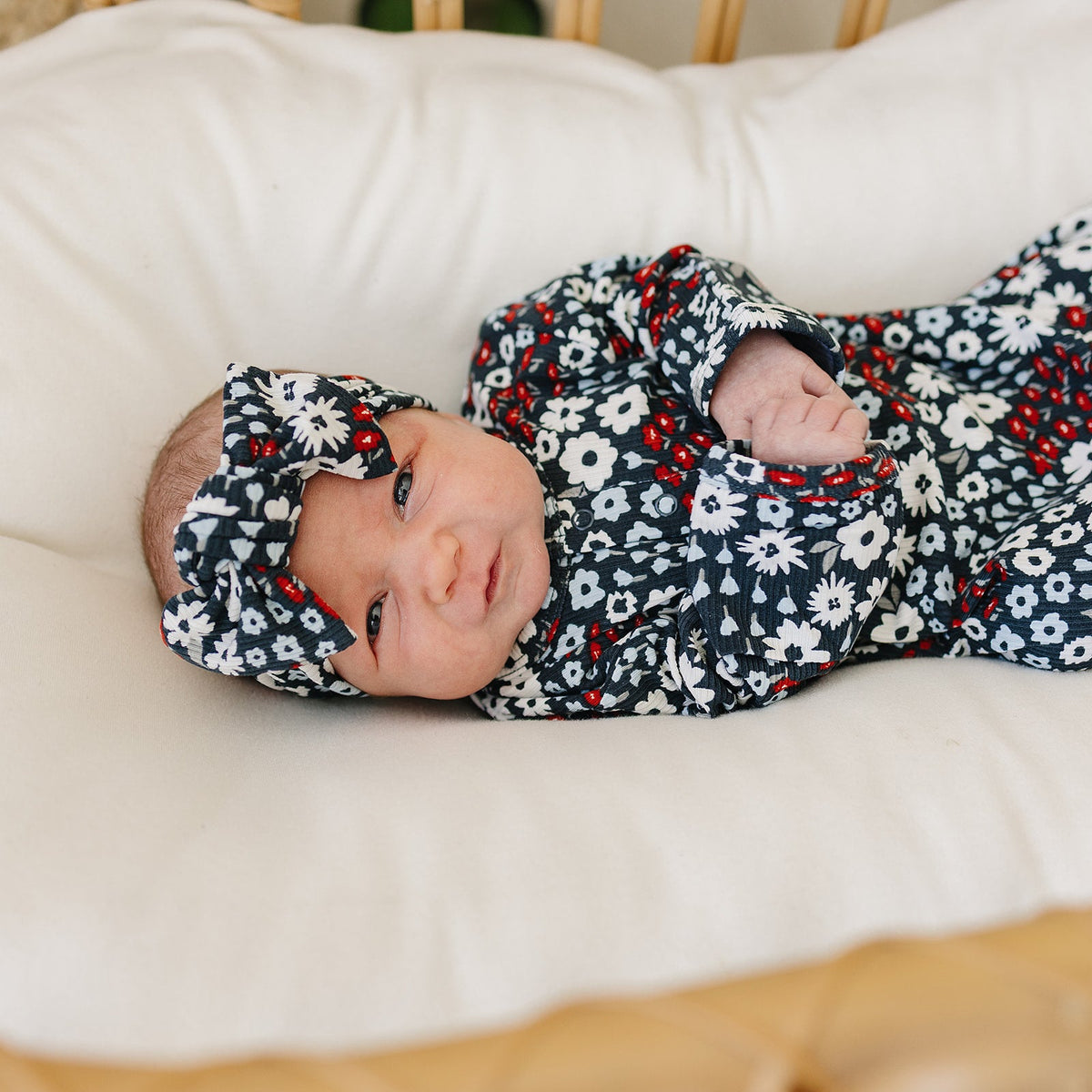 Americana Floral Ribbed Bamboo Head Wrap - BIG FRENCHIES