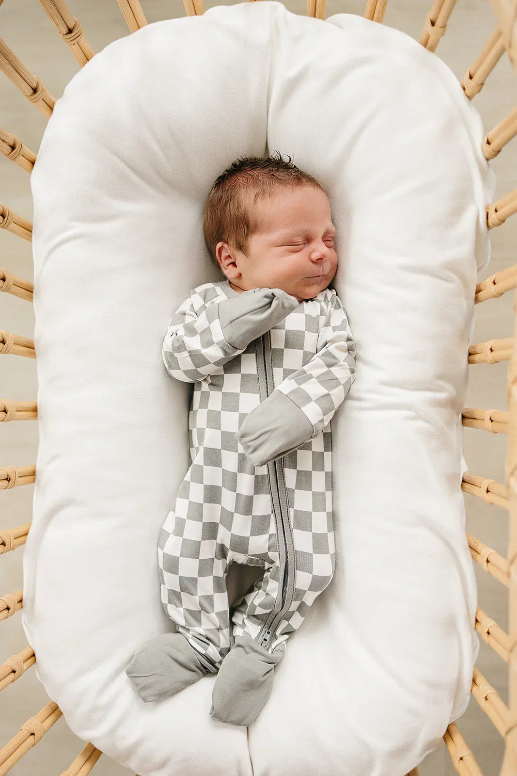 Light Green Checkered Bamboo Zipper - BIG FRENCHIES