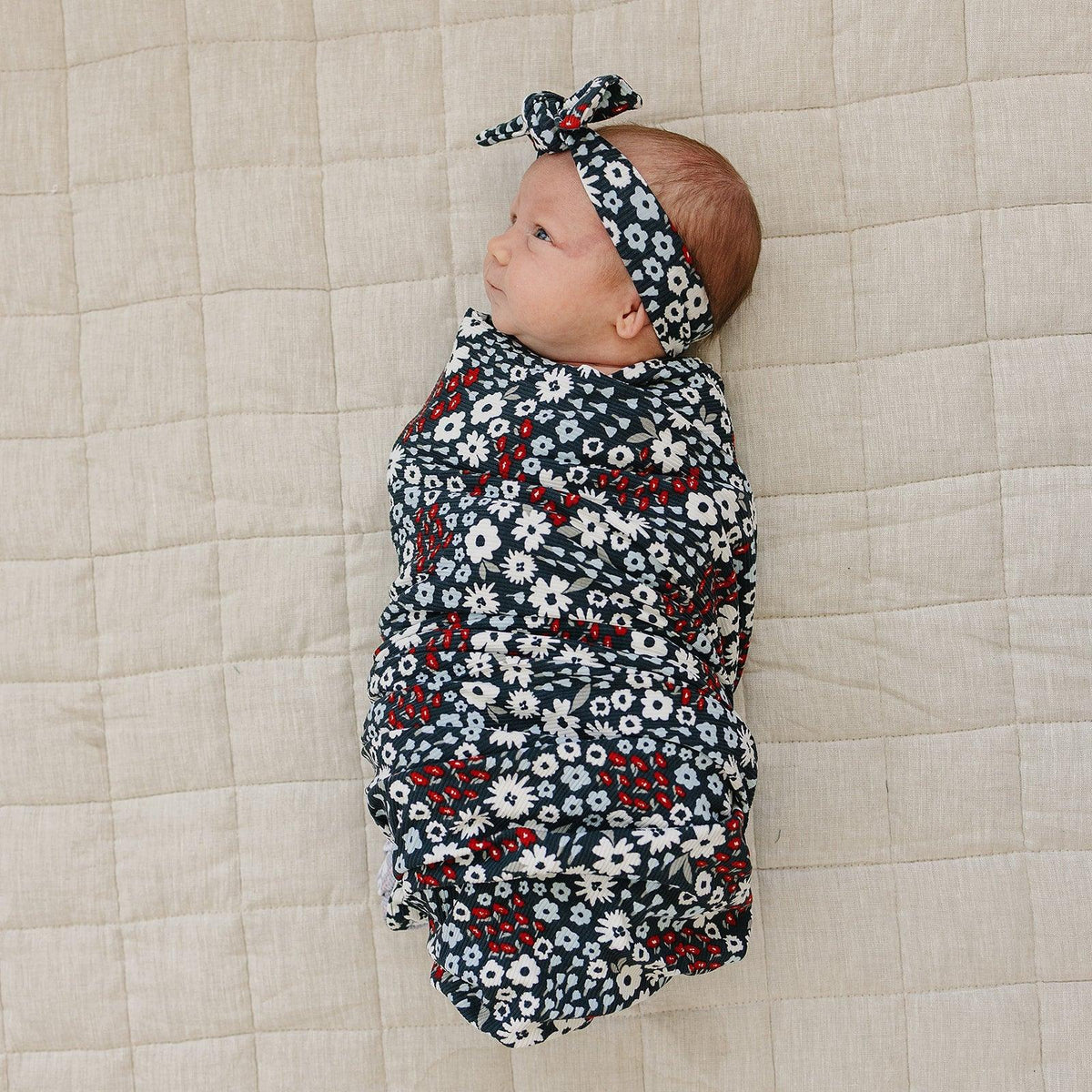 Americana Floral Ribbed Bamboo Stretch Swaddle - BIG FRENCHIES