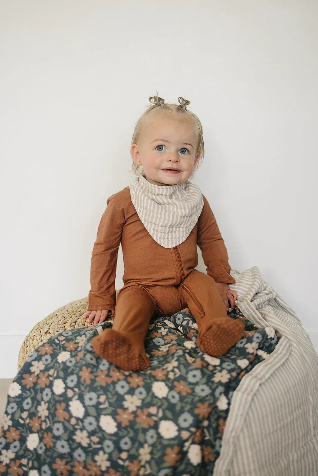 Taupe Stripe Muslin Bib - BIG FRENCHIES