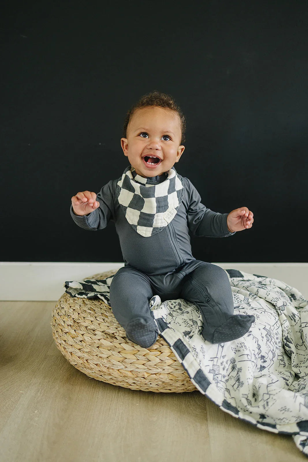 Charcoal Checkered Muslin Bib - BIG FRENCHIES