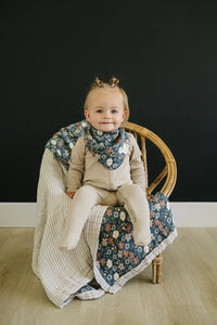 Taupe Stripe + Midnight Floral Muslin Quilt - BIG FRENCHIES