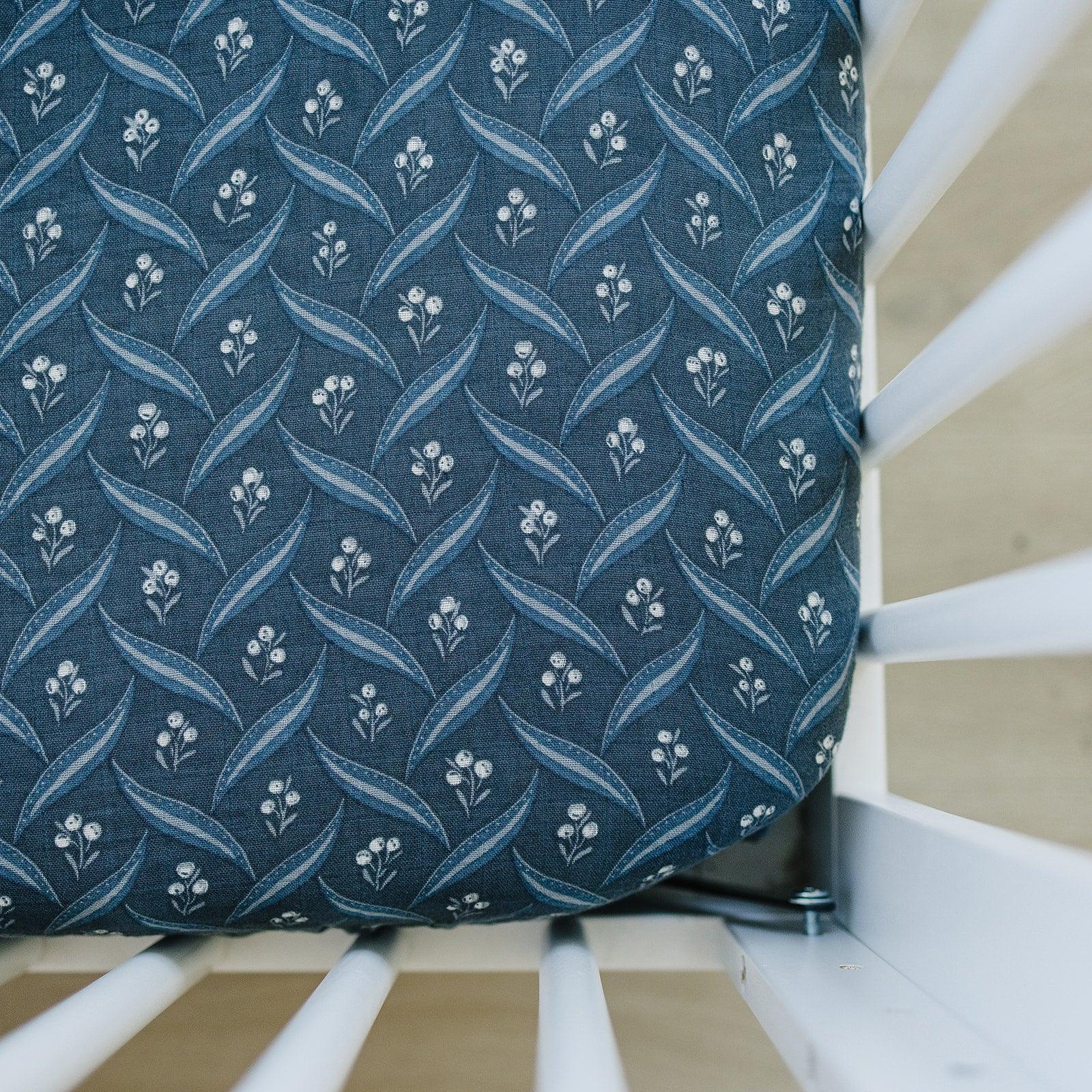 Navy Berry Muslin Crib Sheet - BIG FRENCHIES