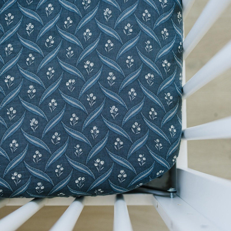 Navy Berry Muslin Crib Sheet - BIG FRENCHIES