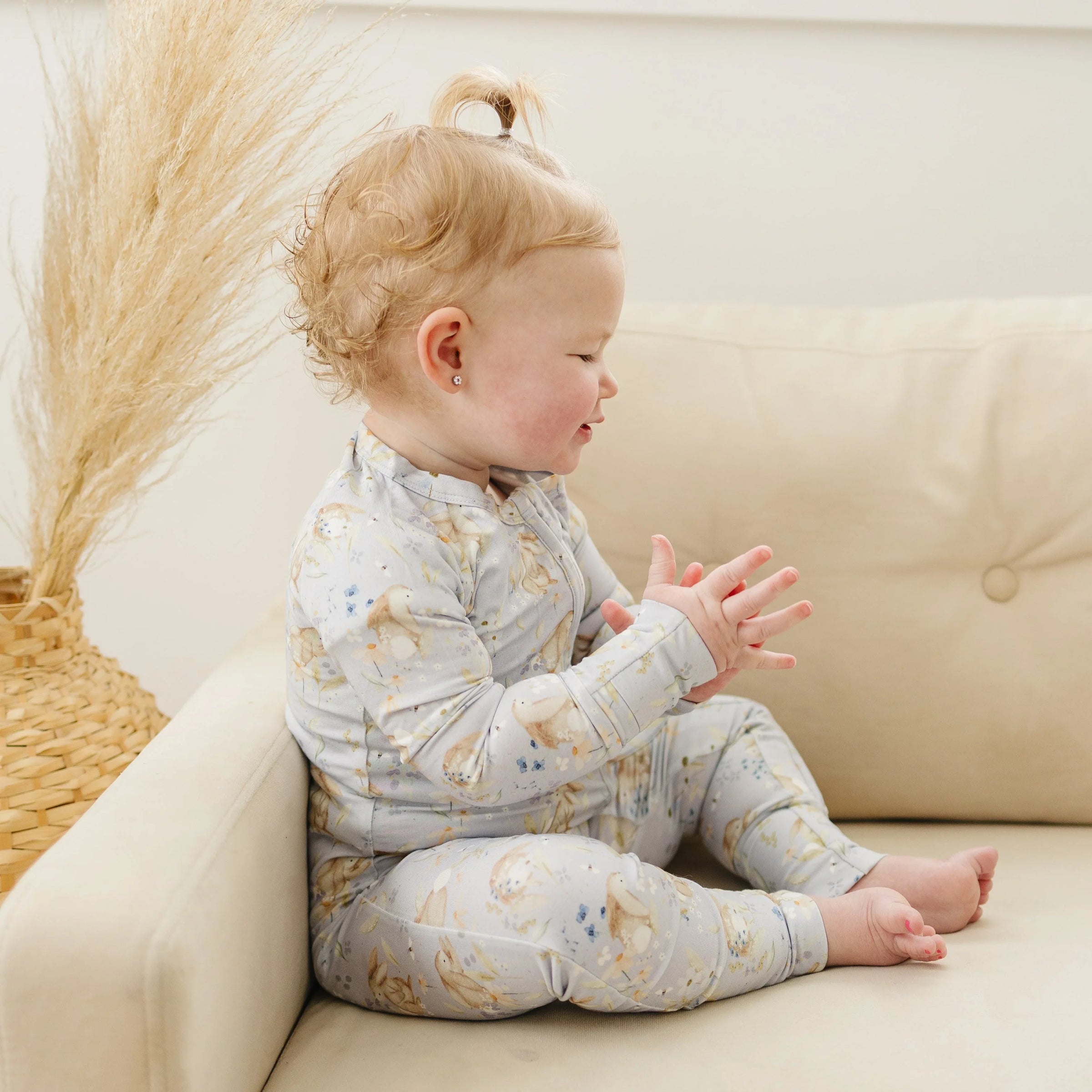 Bunny Blossoms Bamboo Zippy Pajamas - BIG FRENCHIES