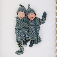 Navy Stripes Ribbed Bamboo Newborn Knot Hat - BIG FRENCHIES