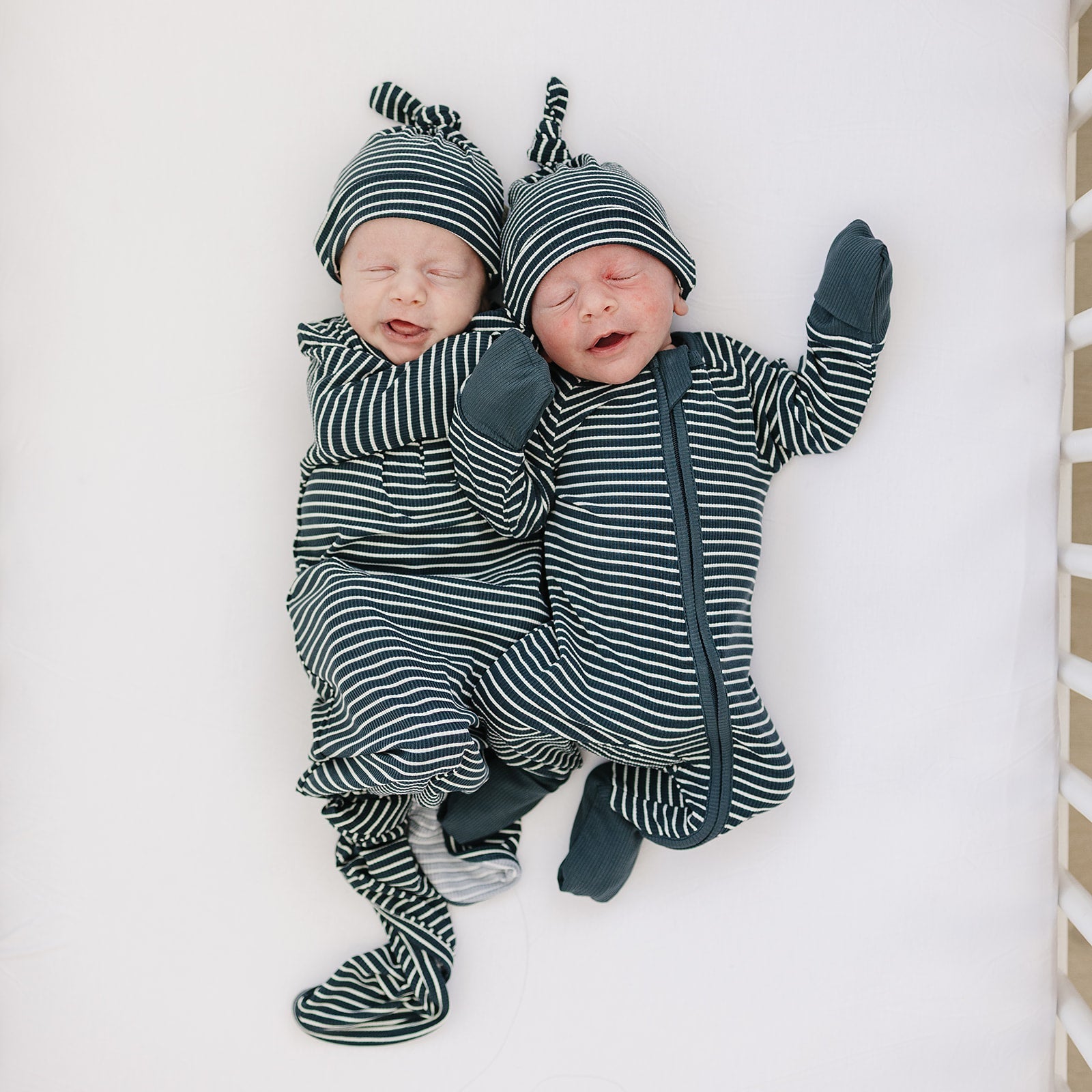 Navy Stripes Ribbed Bamboo Newborn Knot Hat - BIG FRENCHIES