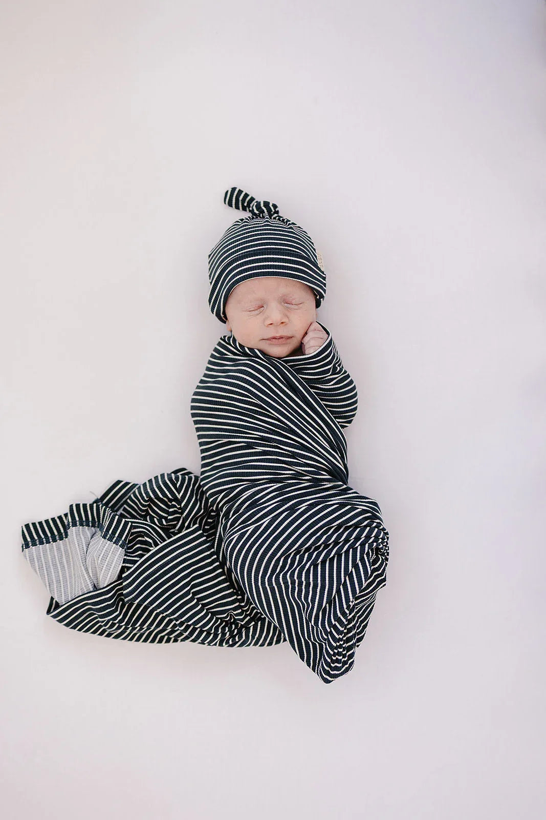 Navy Stripes Ribbed Bamboo Stretch Swaddle - BIG FRENCHIES
