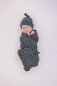Navy Stripes Ribbed Bamboo Newborn Knot Hat - BIG FRENCHIES