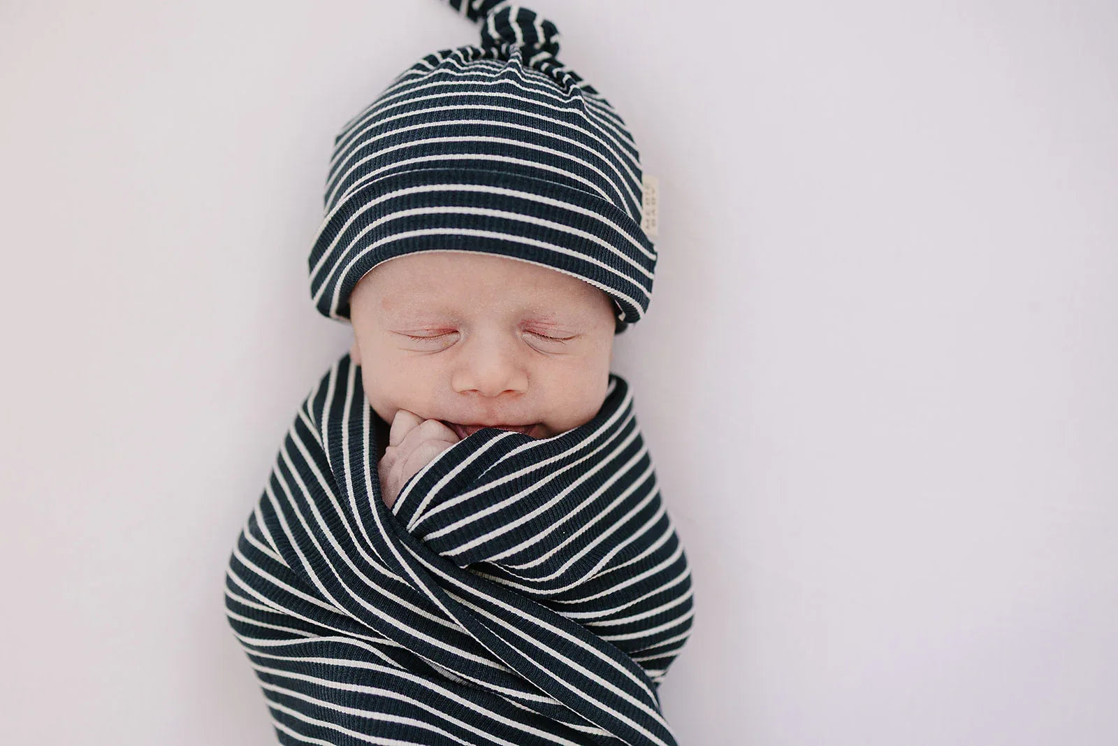 Navy Stripes Ribbed Bamboo Stretch Swaddle - BIG FRENCHIES
