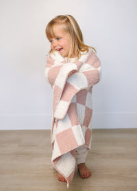 Pink Checkered Plush Blanket - BIG FRENCHIES