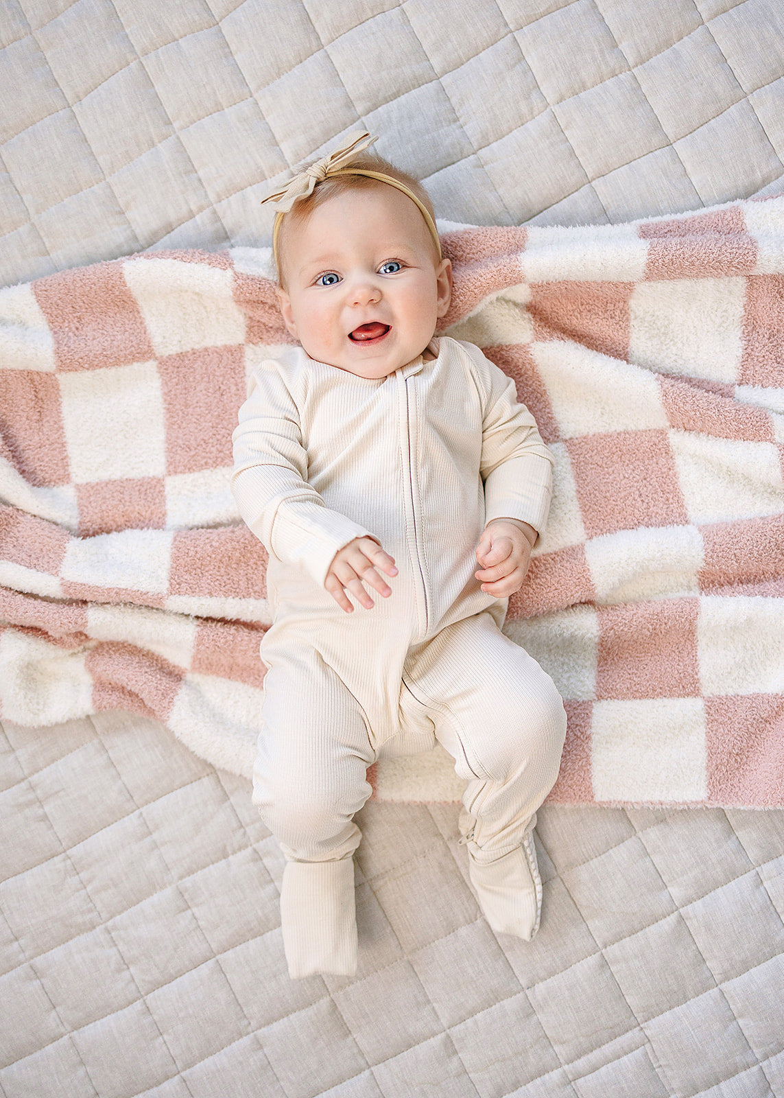 Pink Checkered Plush Blanket - BIG FRENCHIES