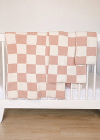Pink Checkered Plush Blanket - BIG FRENCHIES