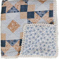 Patchwork Print + Blue Blossom Lace Muslin Quilt - BIG FRENCHIES