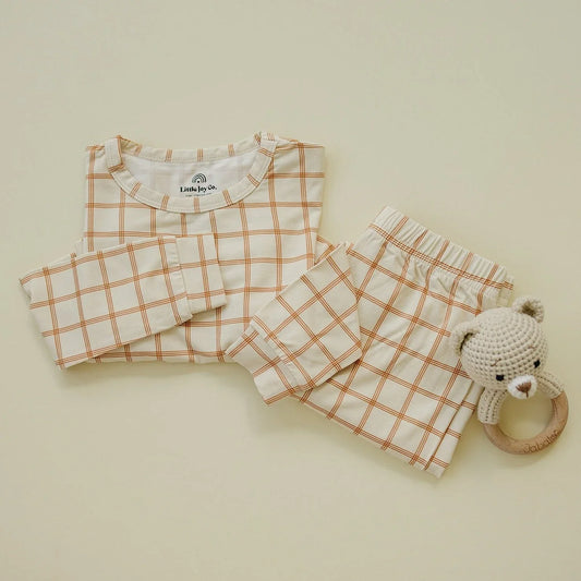 Burnt Orange Plaid 2pc Bamboo Pajamas - BIG FRENCHIES