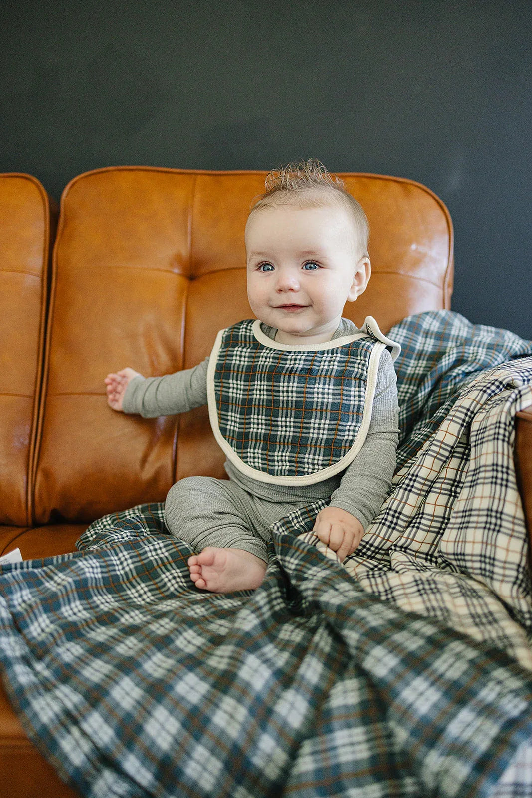 Navy Plaid Classic Muslin Bib - BIG FRENCHIES