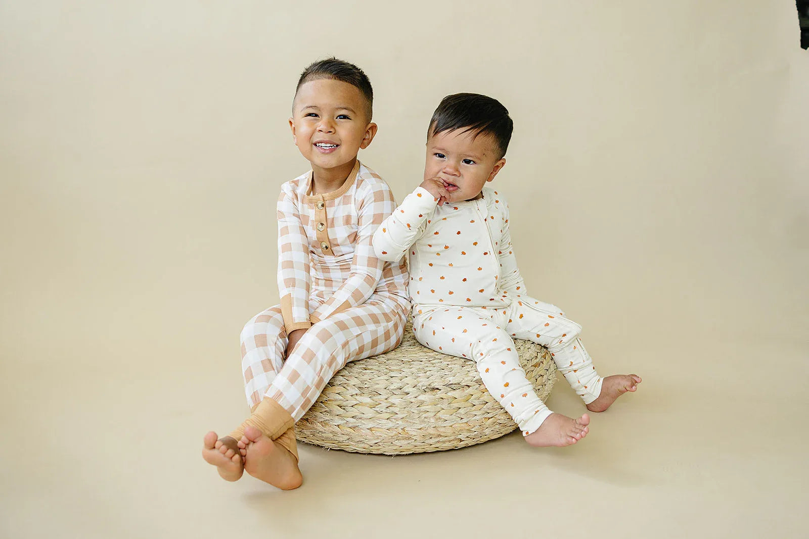 Golden Gingham 2pc Henley Bamboo Pajamas - Sizes Newborn & Up - BIG FRENCHIES