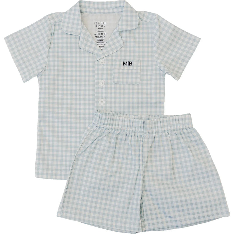 Light Blue Gingham Short Pajama Set - BIG FRENCHIES