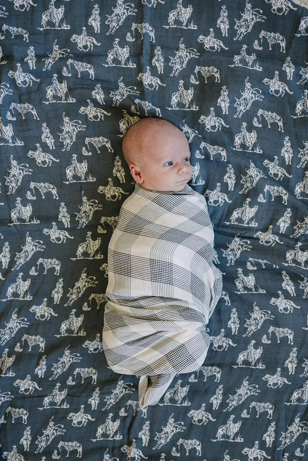 Coastal Plaid Muslin Swaddle Blanket - BIG FRENCHIES