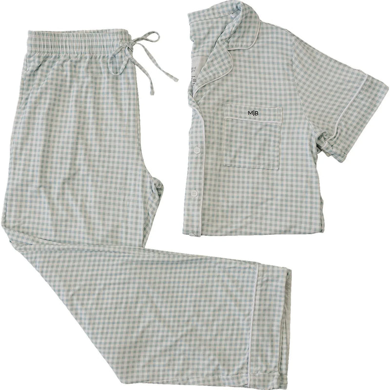 Women's Light Blue Gingham Pajama Set - BIG FRENCHIES