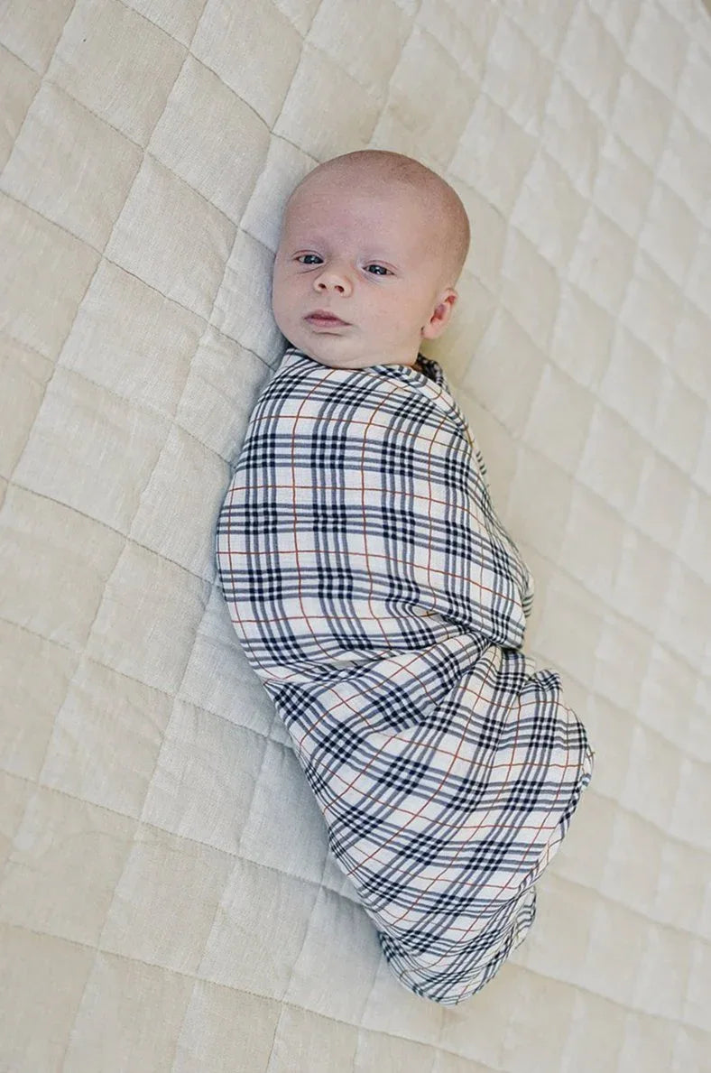 Vintage Plaid Muslin Swaddle Blanket - BIG FRENCHIES