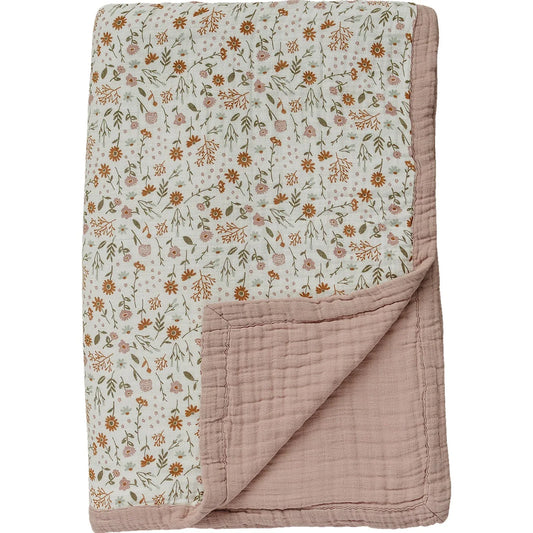 Meadow Floral + Dusty Rose Twin Muslin Quilt - BIG FRENCHIES