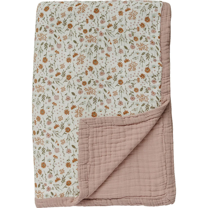 Meadow Floral + Dusty Rose Twin Muslin Quilt - BIG FRENCHIES