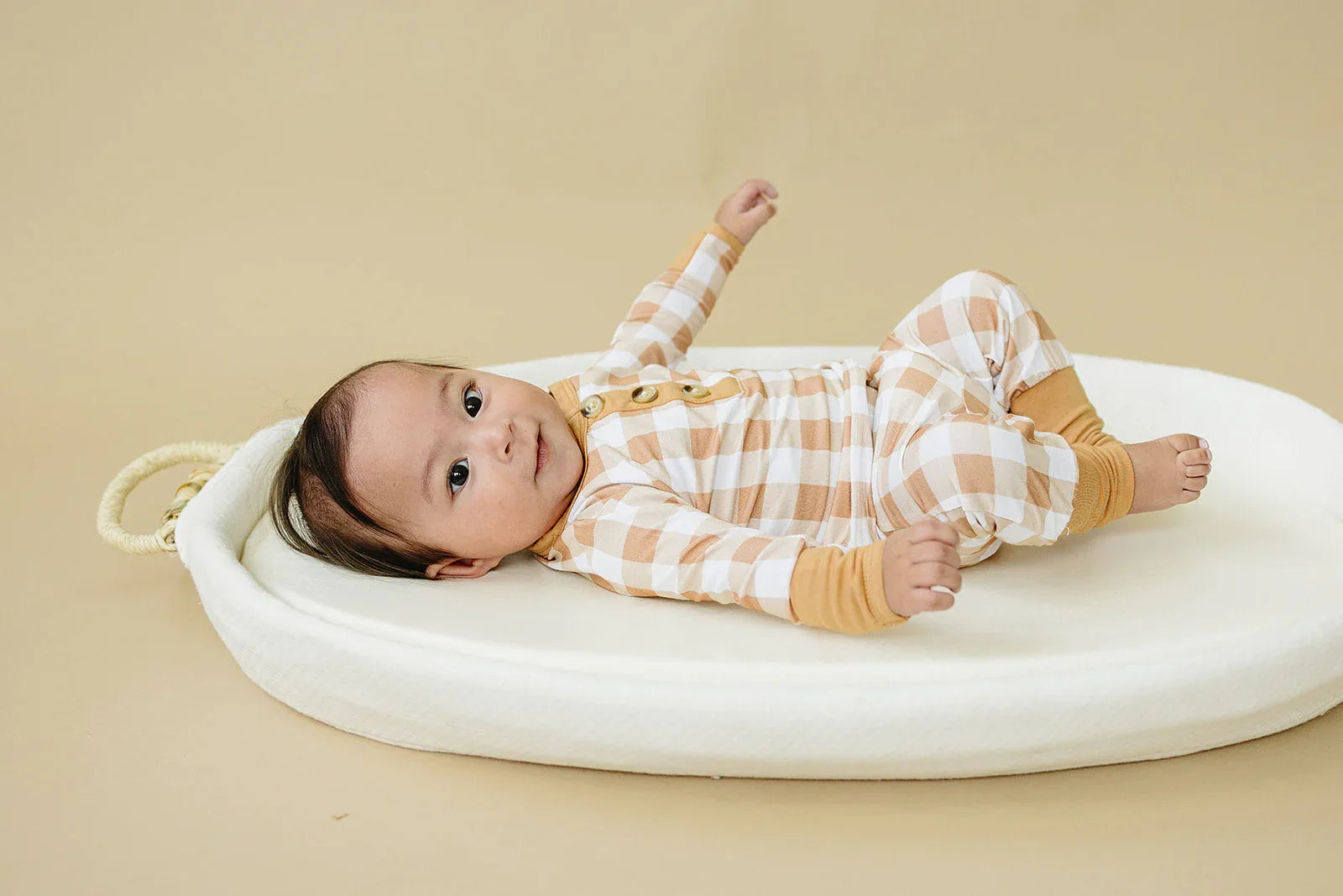 Golden Gingham 2pc Henley Bamboo Pajamas - Sizes Newborn & Up - BIG FRENCHIES