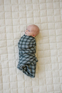 Navy Plaid Muslin Swaddle Blanket - BIG FRENCHIES