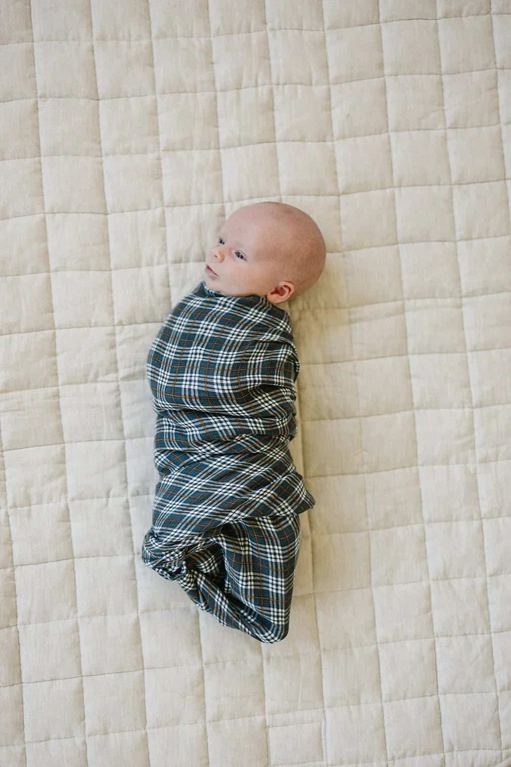 Navy Plaid Muslin Swaddle Blanket - BIG FRENCHIES