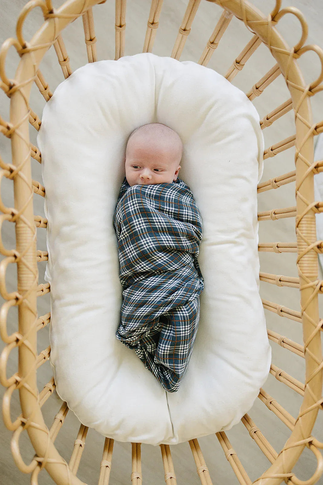 Navy Plaid Muslin Swaddle Blanket - BIG FRENCHIES