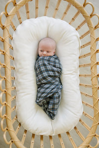 Navy Plaid Muslin Swaddle Blanket - BIG FRENCHIES