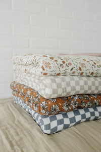 Taupe Checkered Twin Muslin Quilt - BIG FRENCHIES