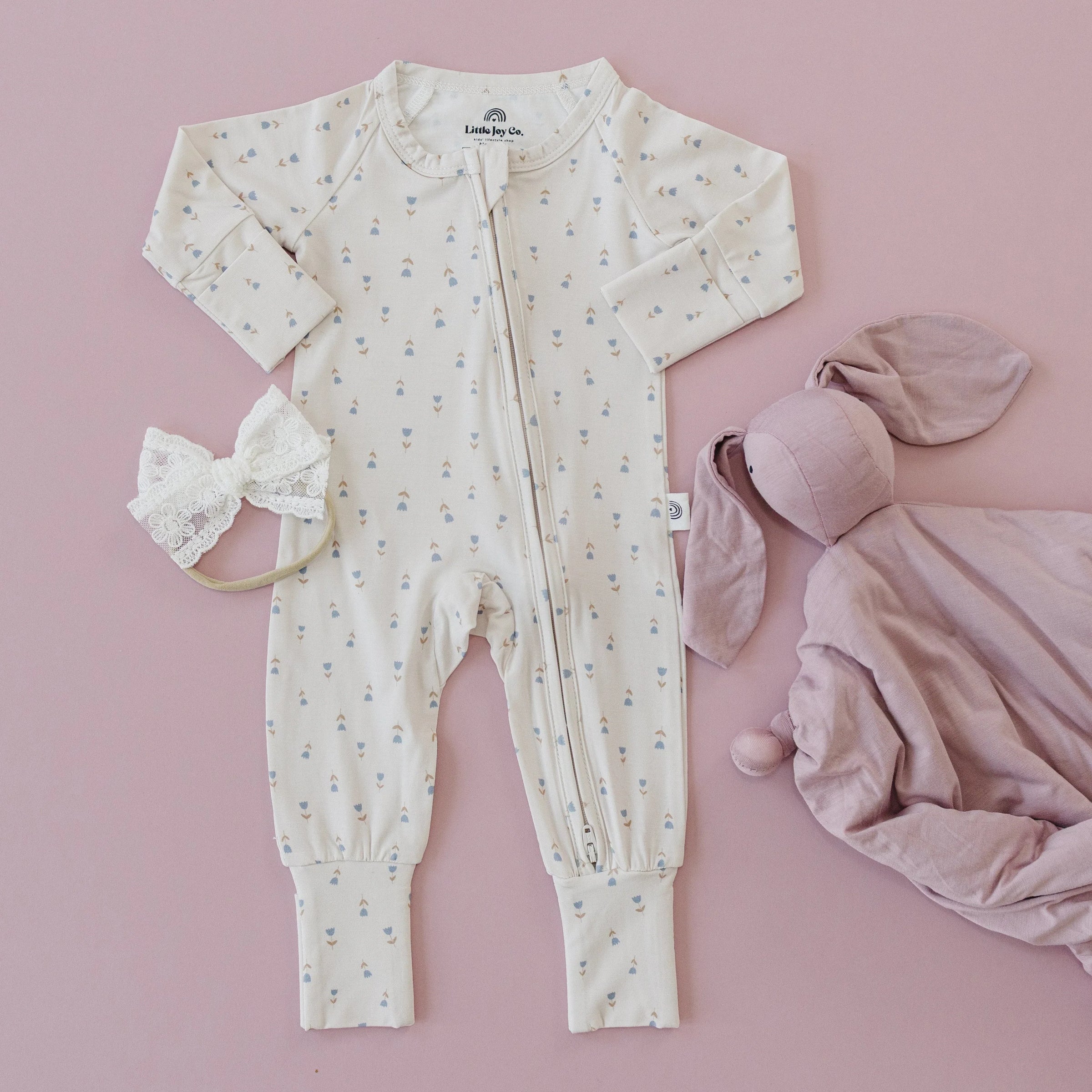 Tiny Tulips Bamboo Zippy Pajamas - BIG FRENCHIES