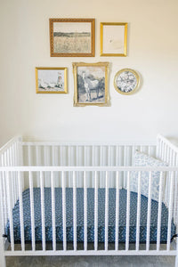 Navy Berry Muslin Crib Sheet - BIG FRENCHIES