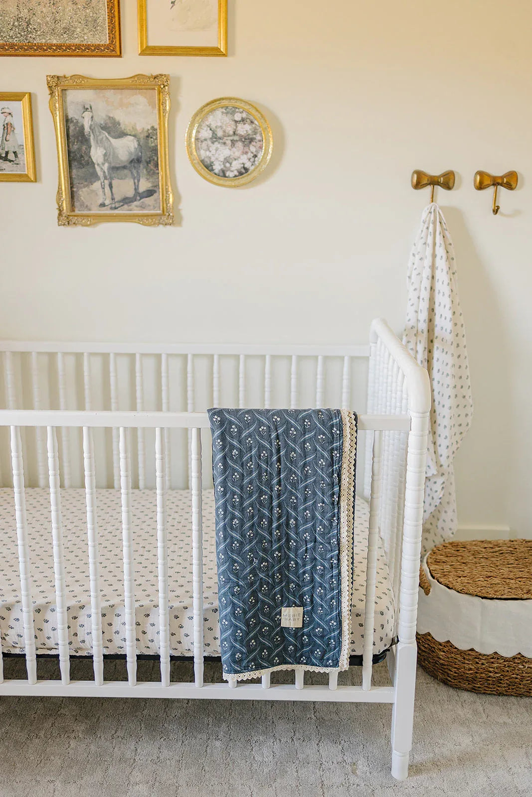 Navy Berry + Cream Berry Lace Muslin Quilt - BIG FRENCHIES