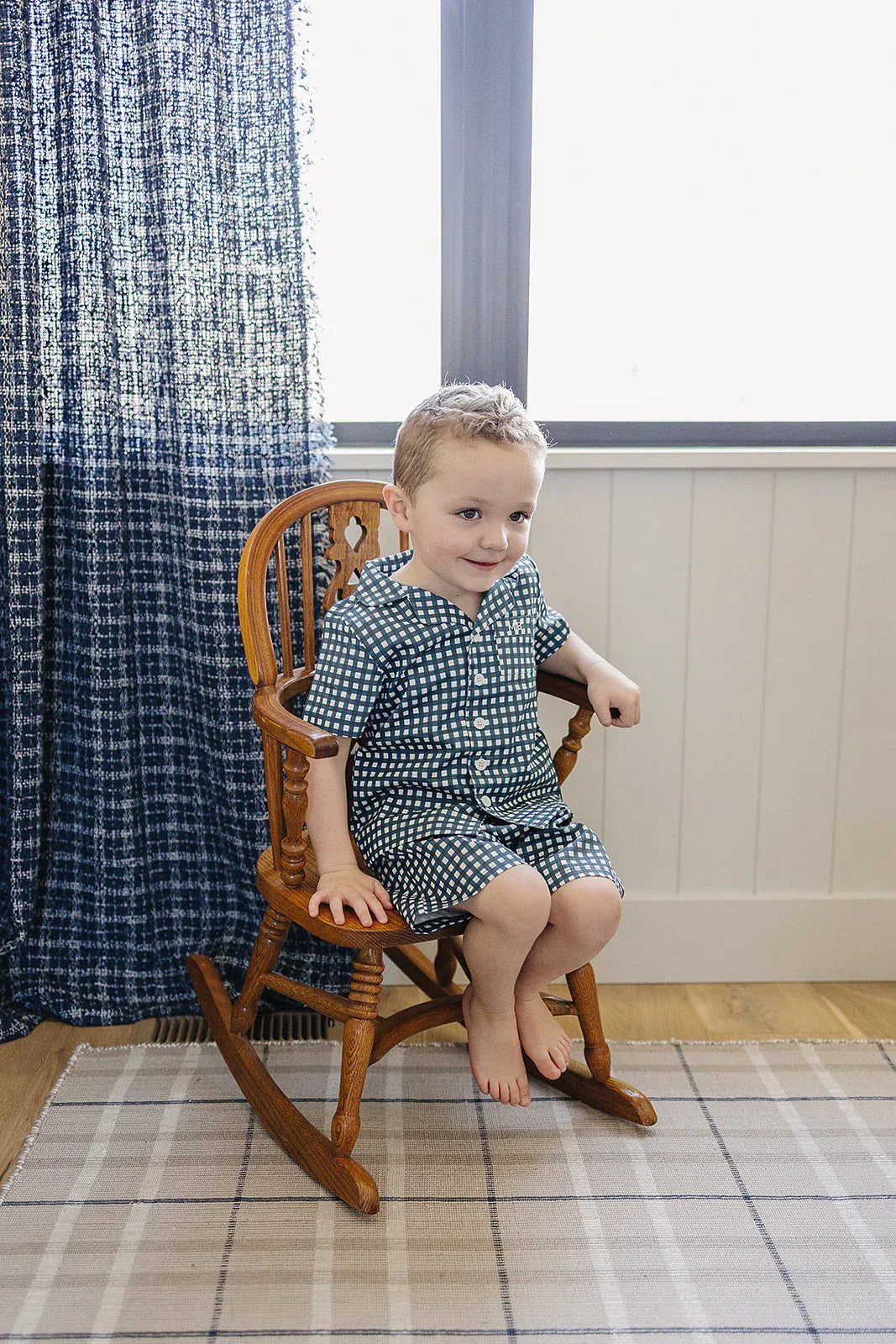 Navy Gingham Short Pajama Set - BIG FRENCHIES