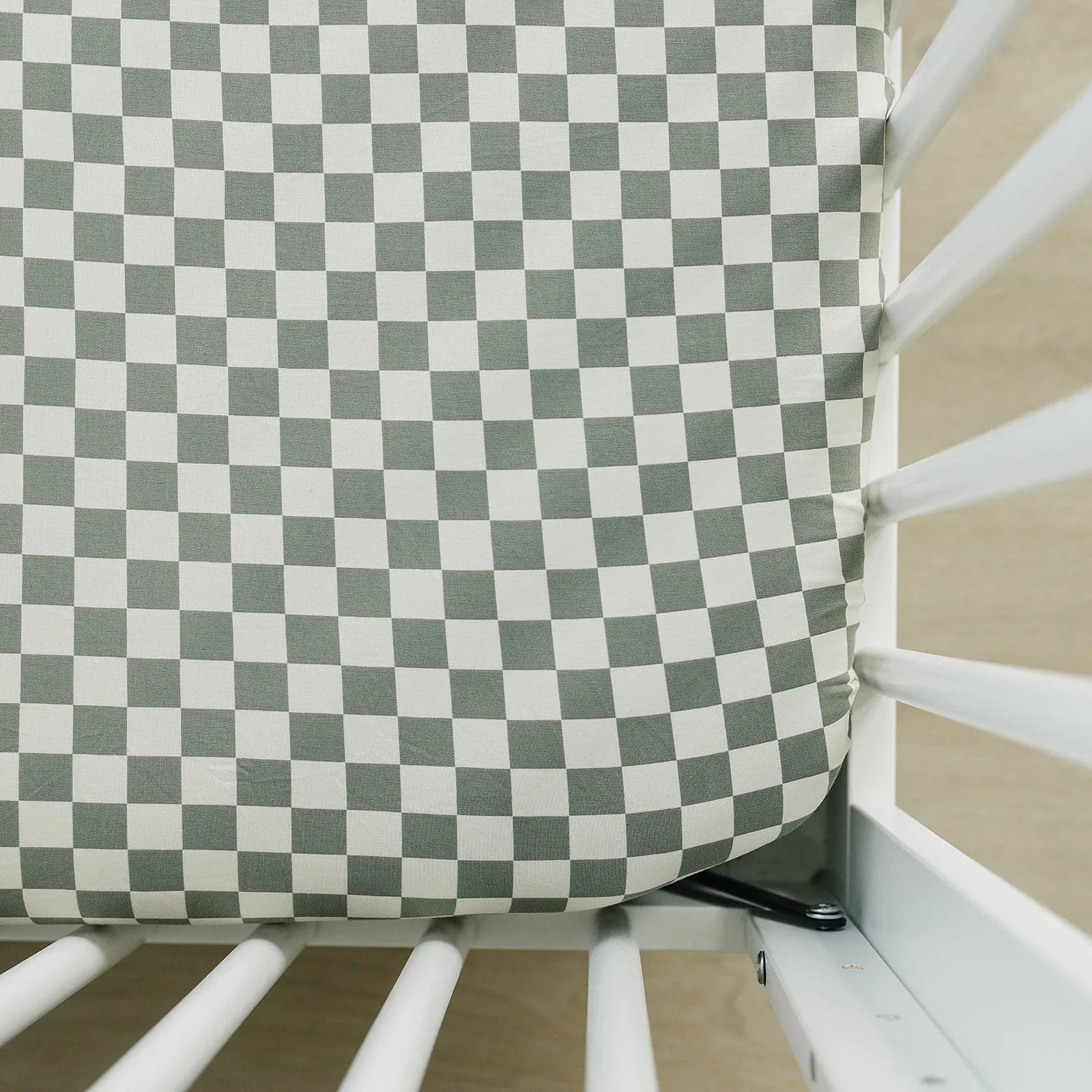 Light Green Checkered Bamboo Stretch Crib Sheet - BIG FRENCHIES