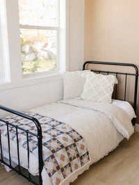 Patchwork Print + Blue Blossom Lace Twin Muslin Quilt - BIG FRENCHIES